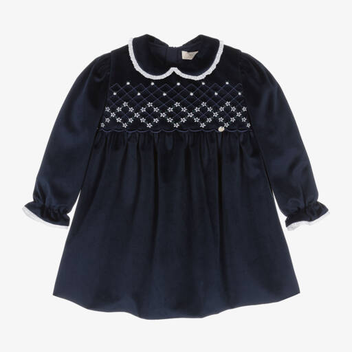 Pureté Du... Bébé-Girls Dark Blue Velour Dress | Childrensalon Outlet