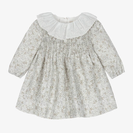 Pureté Du... Bébé-Girls Green Floral Twill Dress | Childrensalon Outlet