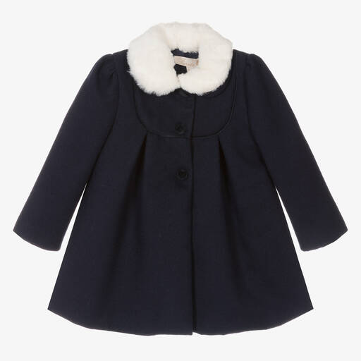 Pureté Du... Bébé-Girls Navy Blue Traditional Coat | Childrensalon Outlet