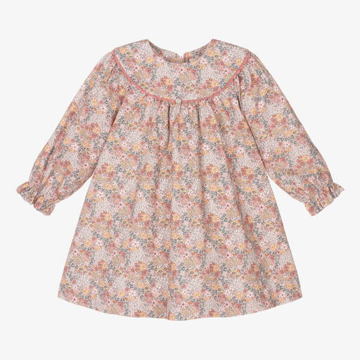 Pureté Du... Bébé-Robe rose en coton à fleurs fille | Childrensalon Outlet