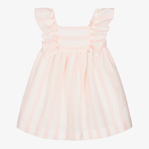 Pureté Du... Bébé-Gestreiftes Kleid in Rosa und Weiß | Childrensalon Outlet