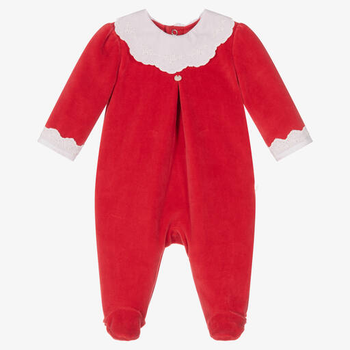 Pureté Du... Bébé-بيبي غرو قطن قطيفة لون أحمر للمولودات | Childrensalon Outlet