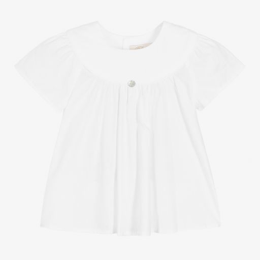 Pureté Du... Bébé-Girls White Cotton Blouse | Childrensalon Outlet
