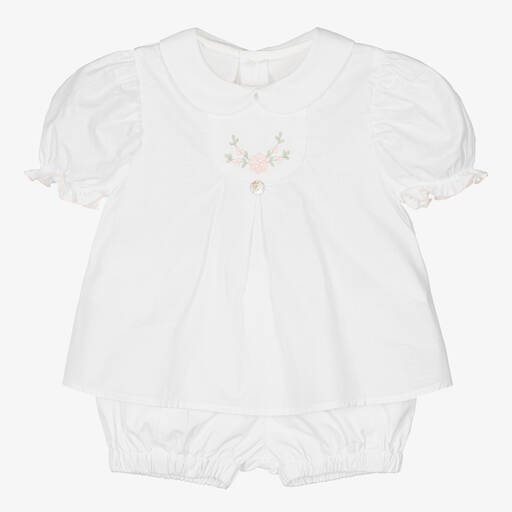 Pureté Du... Bébé-Weißes Baumwoll-Top & Shorts Set | Childrensalon Outlet