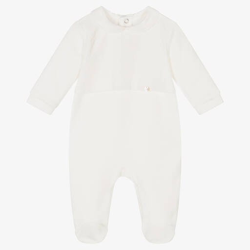 Pureté Du... Bébé-Ivory Velour Babygrow | Childrensalon Outlet