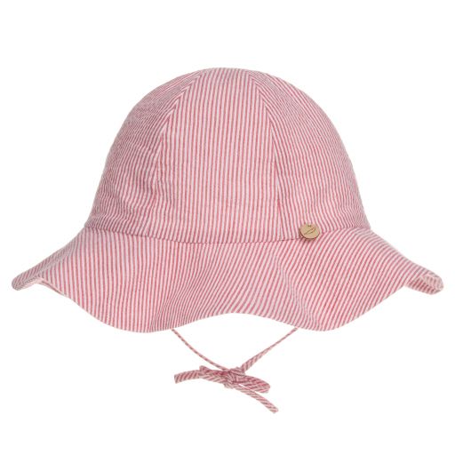 Pureté Du... Bébé-قبعة للشمس قطن سيرساكر لون أحمر وأبيض للأطفال | Childrensalon Outlet