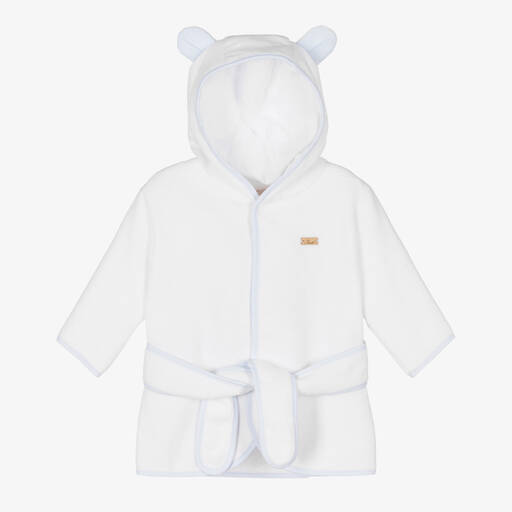 Pureté Du... Bébé-White & Blue Towelling Bathrobe | Childrensalon Outlet