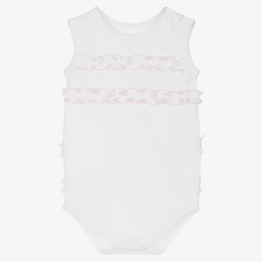 Pureté Du... Bébé-White Cotton Ruffle Bodysuit | Childrensalon Outlet