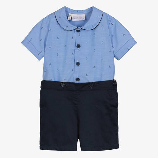 Rachel Riley-Blaues festliches Top & Shorts Set | Childrensalon Outlet