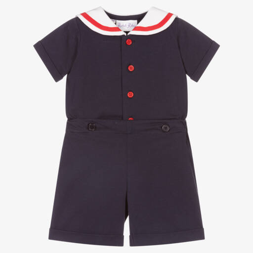 Rachel Riley-Baby Boys Blue Sailor Buster Suit | Childrensalon Outlet
