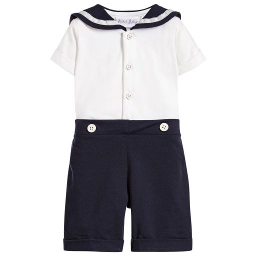 Rachel Riley-Baby Boys Blue Sailor Suit | Childrensalon Outlet