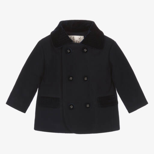 Rachel Riley-Baby Boys Navy Blue Double Breasted Coat | Childrensalon Outlet