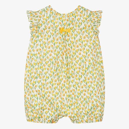 Rachel Riley-Baby Girls Yellow Floral Cotton Shortie | Childrensalon Outlet