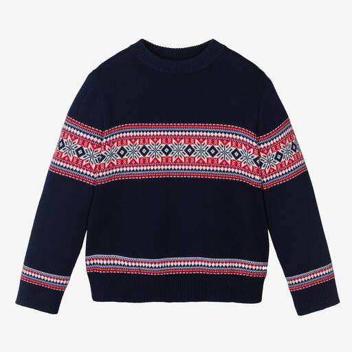 Rachel Riley-Boys Navy Blue Knitted Sweater | Childrensalon Outlet