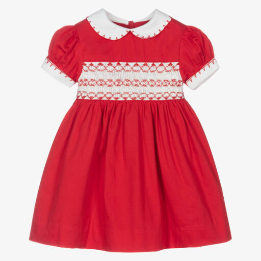 Rachel Riley-Girls Classic Red Smocked Dress | Childrensalon Outlet