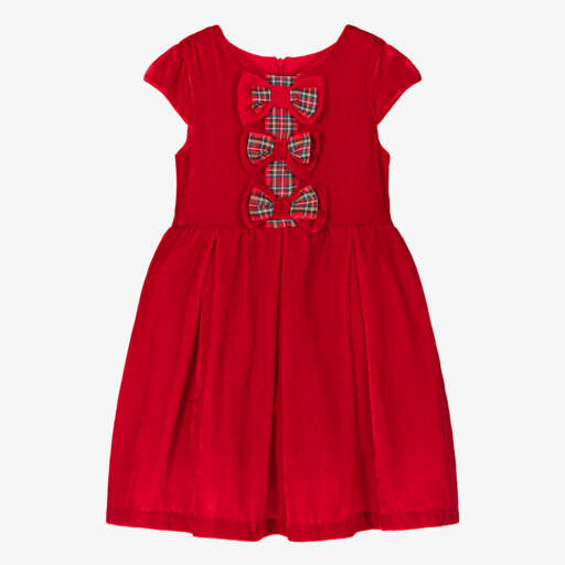Rachel Riley-Girls Crushed Velvet Red Dress | Childrensalon Outlet