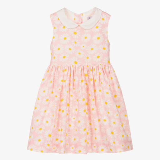 Rachel Riley-Girls Pink Daisy Cotton Dress | Childrensalon Outlet