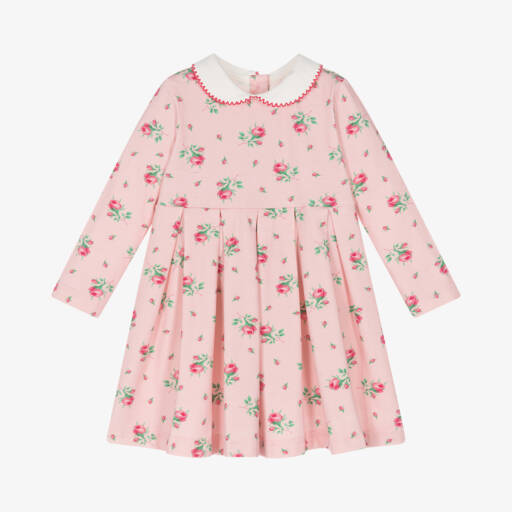 Rachel Riley-Girls Pink Floral Cotton Dress | Childrensalon Outlet