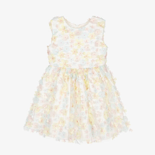 Rachel Riley-Girls Pure Satin Floral Tulle Dress | Childrensalon Outlet