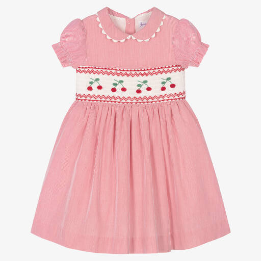 Rachel Riley-Girls Red Cherry Smocked Dress | Childrensalon Outlet