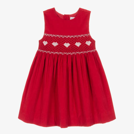 Rachel Riley-Girls Red Hand-Smocked Dress | Childrensalon Outlet
