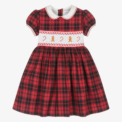 Rachel Riley-Robe écossaise rouge smockée coton | Childrensalon Outlet