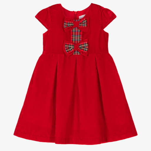 Rachel Riley-Girls Red Velvet Bow Dress | Childrensalon Outlet