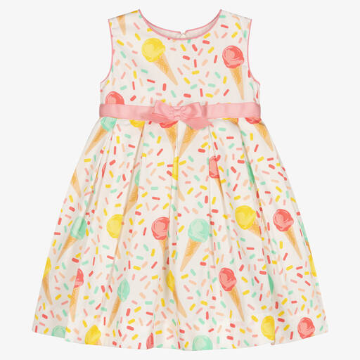 Rachel Riley-Girls White Ice Cream Print Dress & Bloomers | Childrensalon Outlet