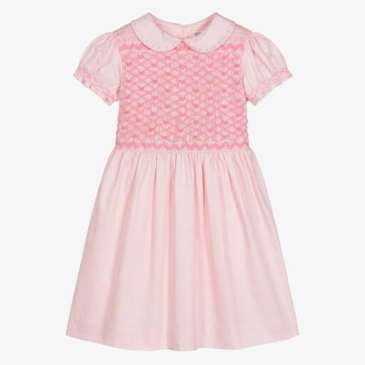 Rachel Riley-Розовое хлопковое платье со складками | Childrensalon Outlet