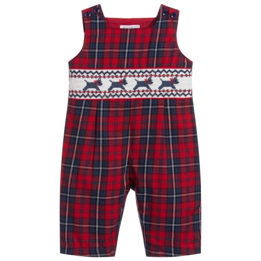 Rachel Riley-Red Tartan Baby Dungarees | Childrensalon Outlet