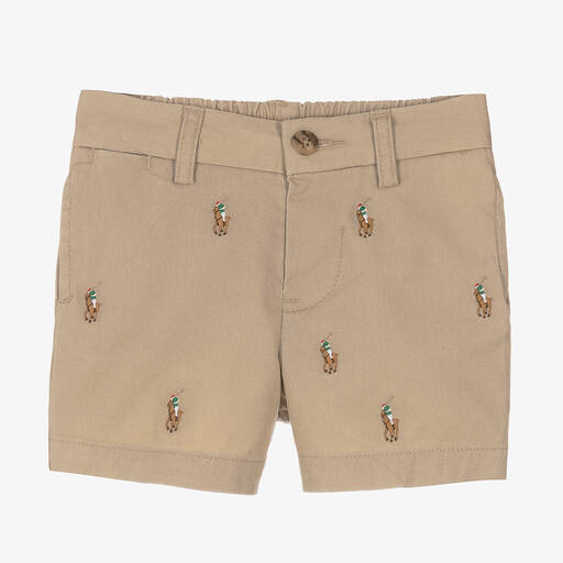 Ralph Lauren-Baby Boys Beige Cotton Shorts | Childrensalon Outlet