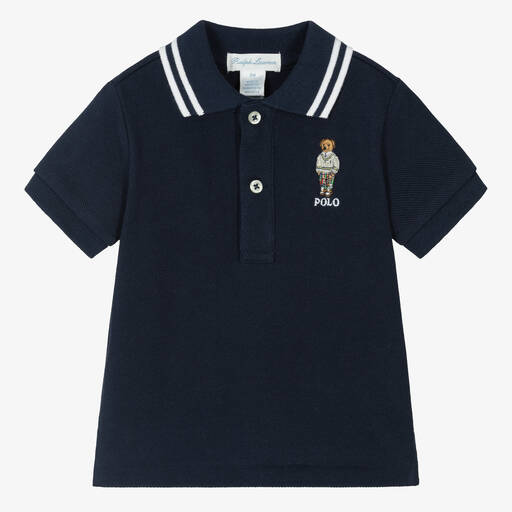 Ralph Lauren-Baby Boys Blue Bear Polo Shirt | Childrensalon Outlet