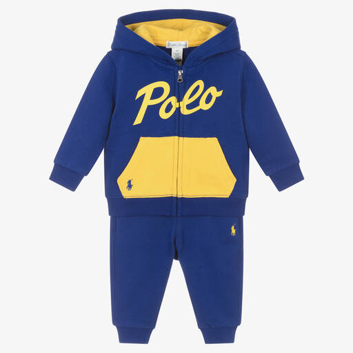 Ralph Lauren-بدلة رياضية قطن جيرسي لون أزرق للمواليد | Childrensalon Outlet