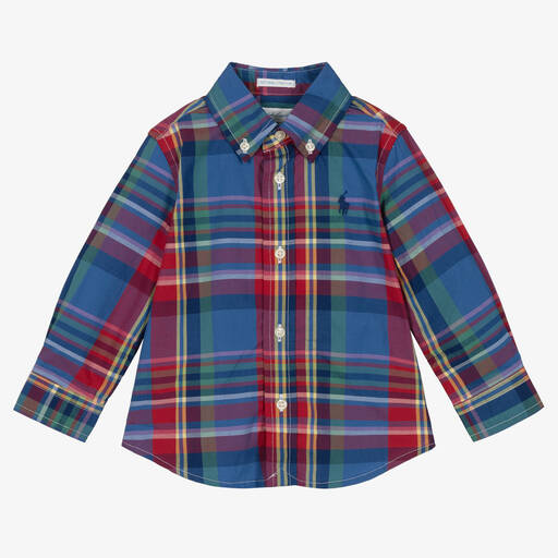 Ralph Lauren-Baby Boys Blue & Red Cotton Check Shirt | Childrensalon Outlet