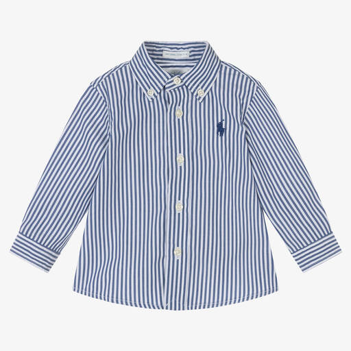 Ralph Lauren-Baby Boys Blue Striped Cotton Shirt | Childrensalon Outlet