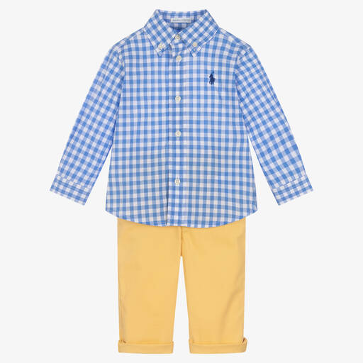 Ralph Lauren-Baby Boys Blue & Yellow Trousers Set | Childrensalon Outlet