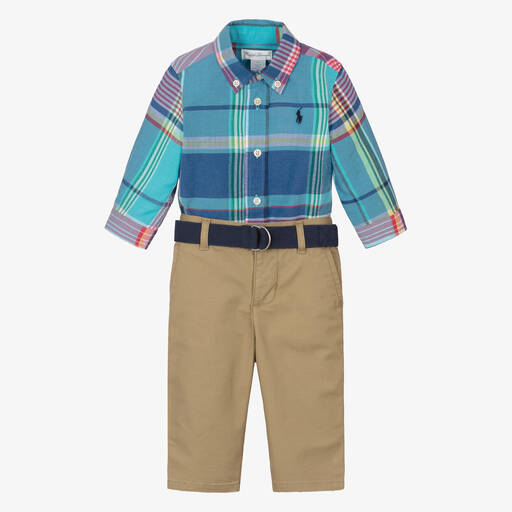 Ralph Lauren-Baby Boys Cotton Shirt & Trouser Set | Childrensalon Outlet