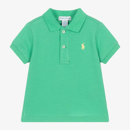 Ralph Lauren-Baby Boys Green Cotton Piqué Polo Shirt | Childrensalon Outlet