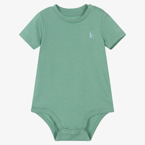 Ralph Lauren-أوفرول بادي قطن لون أخضر للمواليد | Childrensalon Outlet