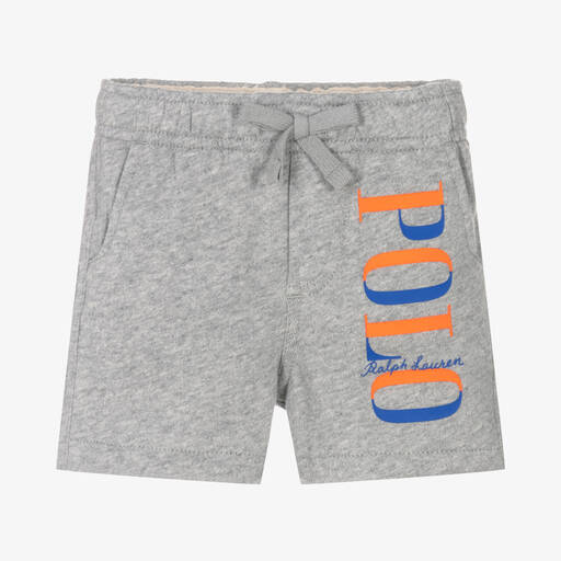 Ralph Lauren-Baby Boys Grey Cotton Logo Shorts | Childrensalon Outlet