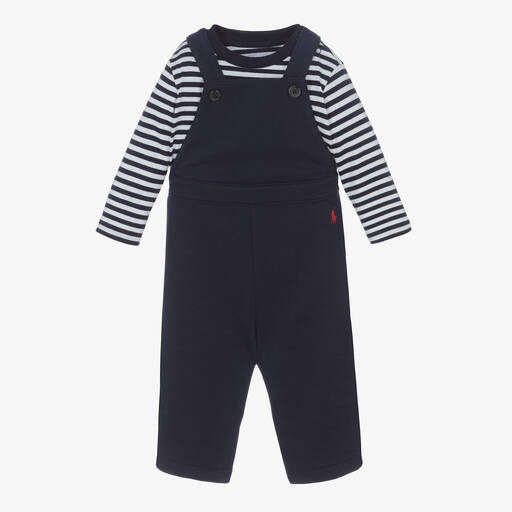 Ralph Lauren-Baby Boys Navy Blue Dungaree Set | Childrensalon Outlet