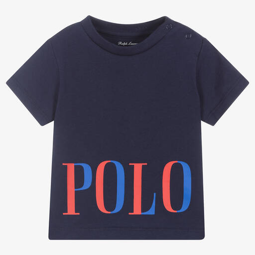 Ralph Lauren-Baby Boys Navy Blue Logo T-Shirt | Childrensalon Outlet