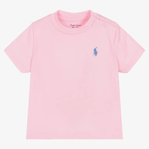 Ralph Lauren-Baby Boys Pink Cotton T-Shirt | Childrensalon Outlet