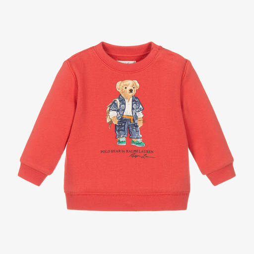 Ralph Lauren-Baby Boys Red Bear Cotton Sweatshirt | Childrensalon Outlet