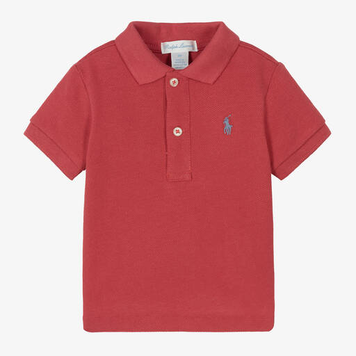 Ralph Lauren-Baby Boys Red Cotton Piqué Polo Shirt | Childrensalon Outlet