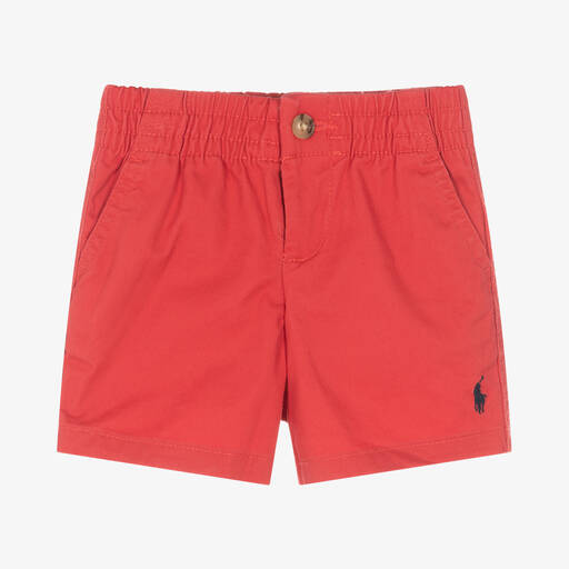 Ralph Lauren-Baby Boys Red Twill Logo Shorts | Childrensalon Outlet