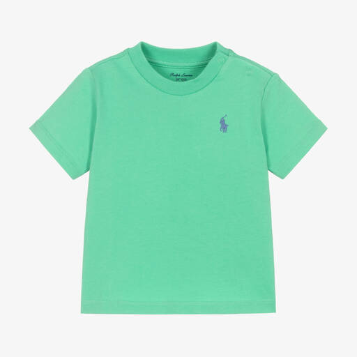 Ralph Lauren-Baby Boys Turquoise Green Cotton T-Shirt | Childrensalon Outlet