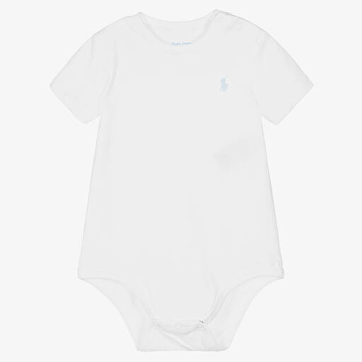 Ralph Lauren-أوفرول بادي قطن لون أبيض للمواليد | Childrensalon Outlet
