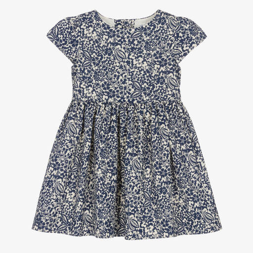 Ralph Lauren-Baby Girls Blue Cotton Floral Dress | Childrensalon Outlet