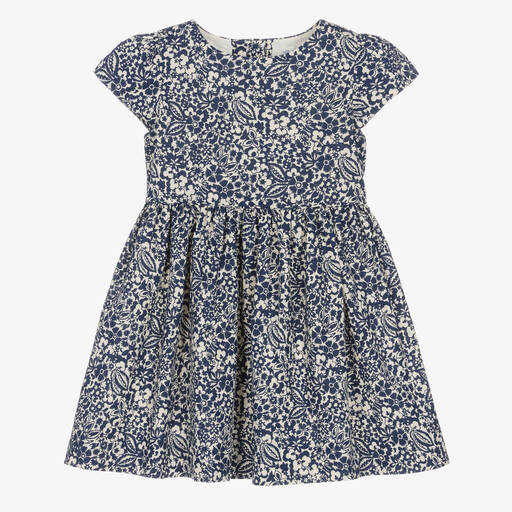 Ralph Lauren-Baby Girls Blue Cotton Floral Dress | Childrensalon Outlet